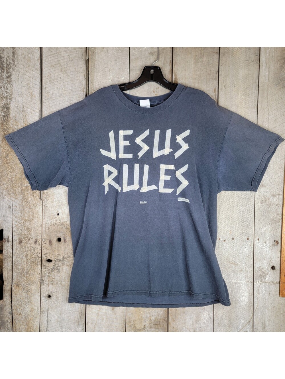 Distressed Jesus Rules Christian T-Shirt Tennessee River XL Metal Band Style